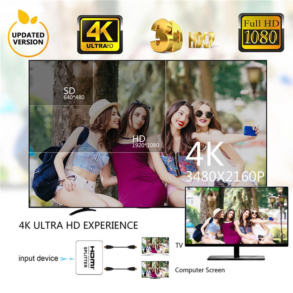 4K HDMI Splitter 1x2 1x4 HDMI Switch 1 In 2 Out Video Distributor Splitter 1080P Dual Display for TV PC Laptop Monitor Projector