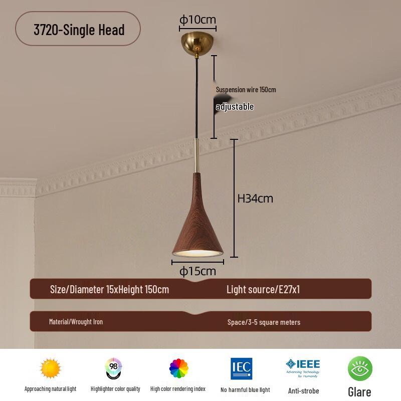 Nufeng Light Luxury American Ash Wood Bedside Chandelier