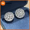 Huitan Aesthetic Bouquet Design Women Stud Earrings Full Sparkling Round CZ Elegant Wedding Engagement Accessories Chic Jewelry