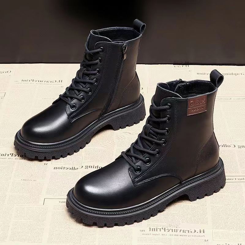 Early Autumn Boots Martin Boots Women's Autumn and Winter Cotton Shoes New Fashion Short Versatile British Style Velvet Warm