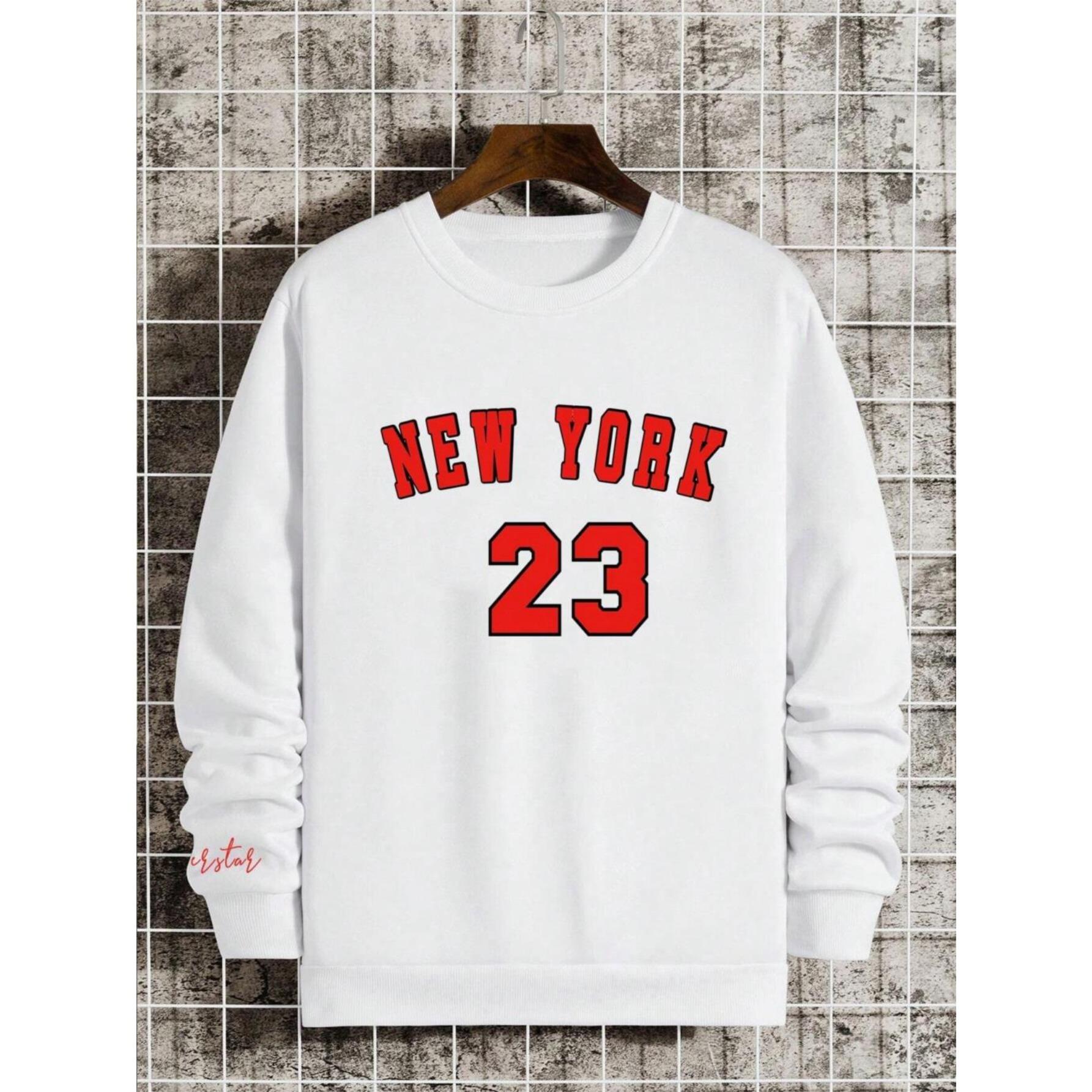Письмо Нью-Йорк 23 Печать Толстовки Осень Зима Мужские Толстовки Уличные Тренды Пуловеры Удобная Одежда S 1359₽