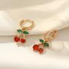 Cherry Shape Dangle Earrings for Women 2025 New Fashion Golden Drop Earring Zirconia Jewelry Wedding Party Accessorie