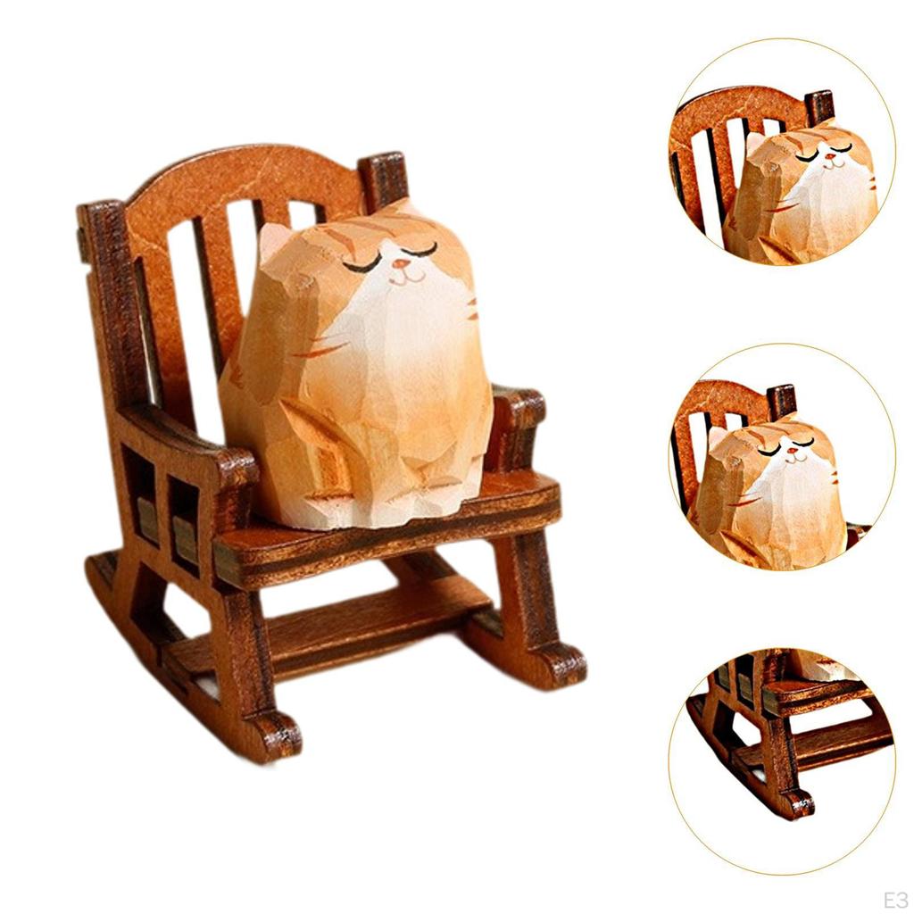 Tierfigur im Schaukelstuhl für Wohndekoration und Geschenke