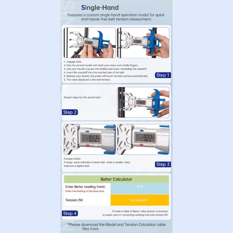Belt Tension Tool Aluminum Belt Tension Measuring Device  Digital Display for Accurate Belt Calibration Lightweight