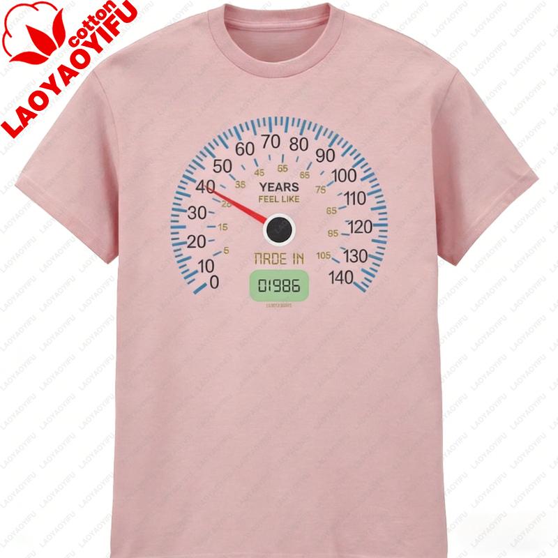 Unisexs 40th Birthday TShirt Speedometer Born In 1986 Years Feel Like Slogan Oversized T Shirt Women Clothes Graphic T Shirts Tops