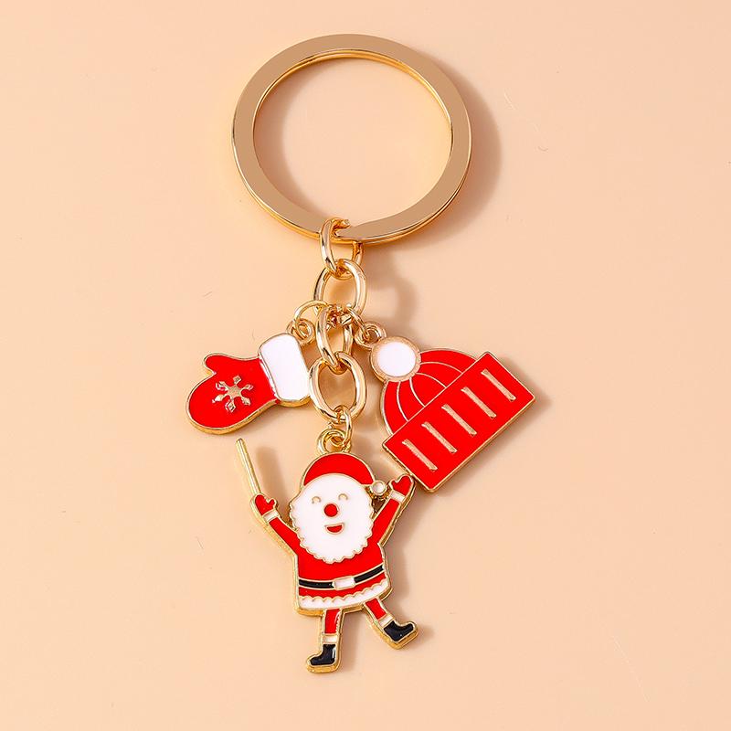 New Enamel Christmas Keychain Snowman Santa Claus Key Rings for Car Key Holder Women Girl's Handbag Pendants Jewelry Gifts