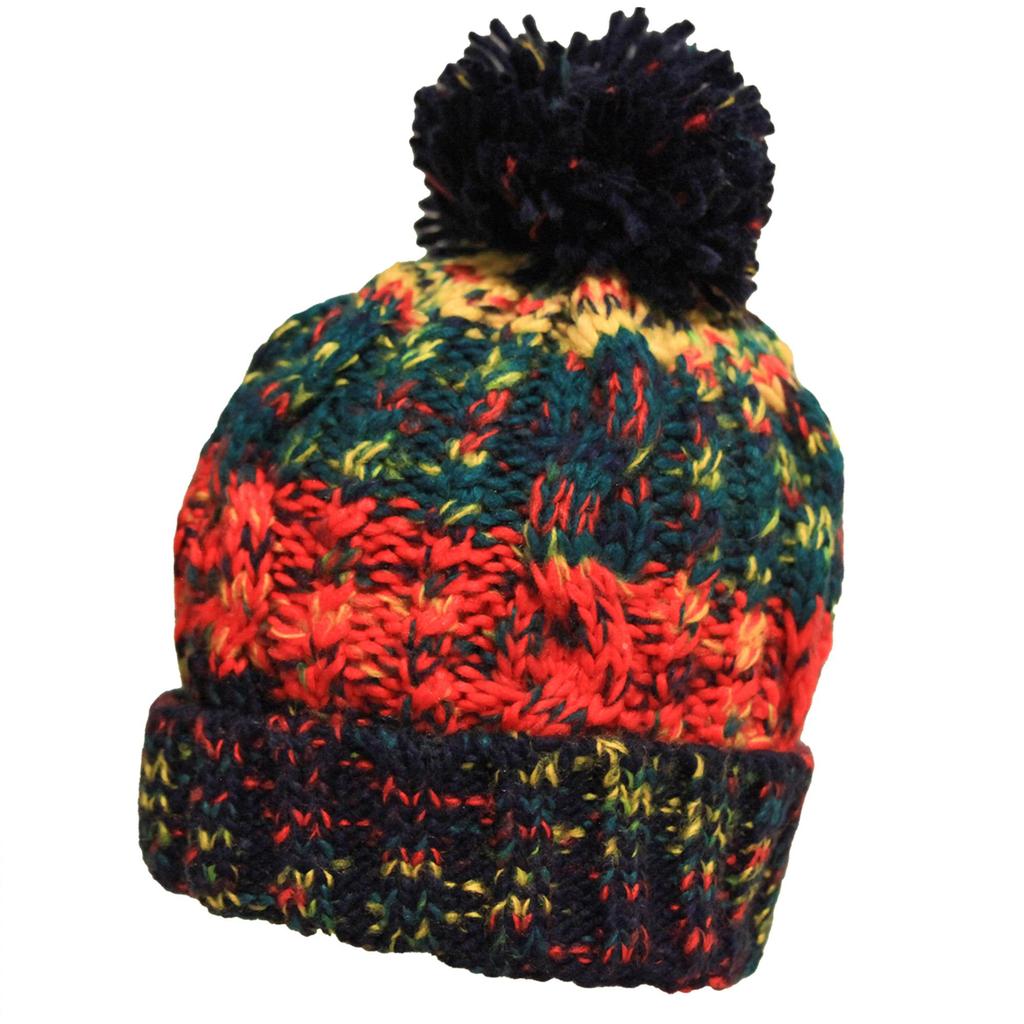 Womens/Ladies Corkscrew Pom Pom Beanie
