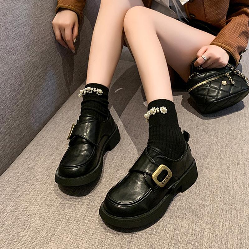 Small Leather Shoes Women's British Style 2025 New Spring and Autumn Versatile Skirt Jk Single Shoes One Pedal Platform Loafers