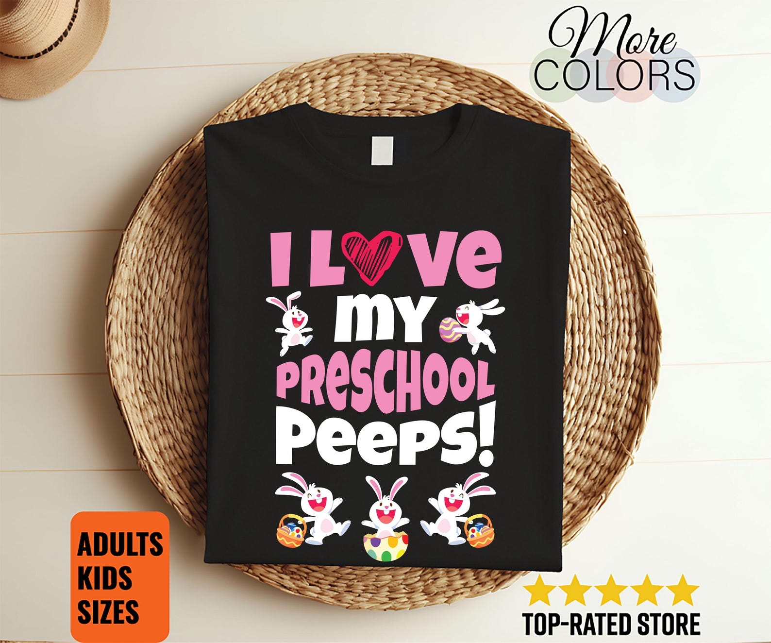 I Love My Preschool Peeps Happy Easter T-Shirt, Easter Bunny, Kids Easter,  Easter, Cute Easter Tee, Funny Easter Shirt, Easter Gift, 100