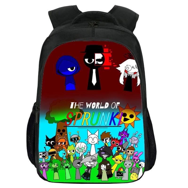 Printed Rhythm Box Sprunki Double-Layer Schoolbag, Cartoon Diy Student Computer Backpack, Backpack For Men