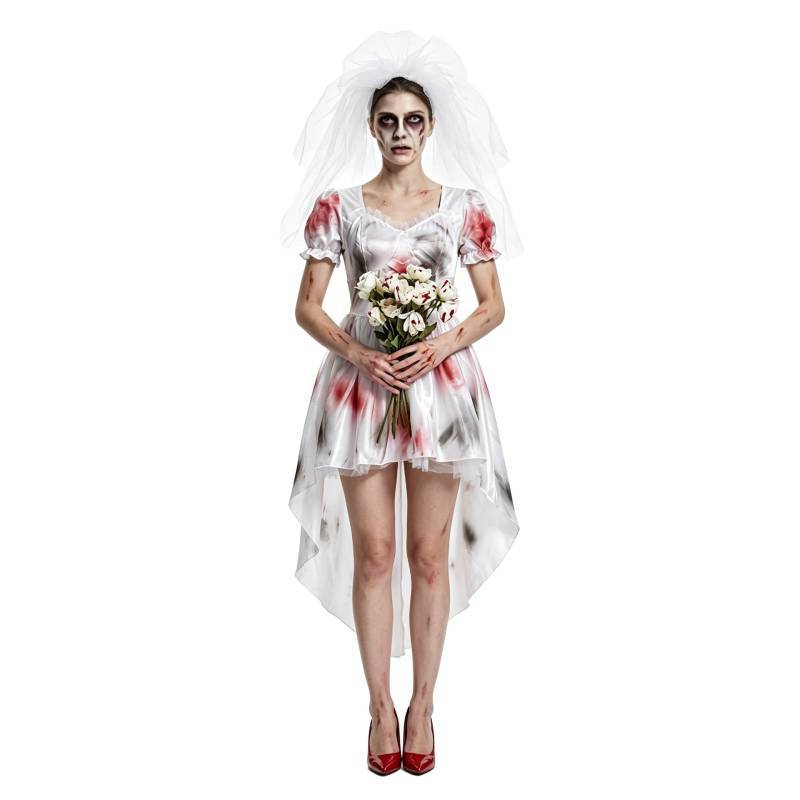 Halloween Ghost Bride Costume Dress Polyester Spandex For Cosplay Party Stage Performance