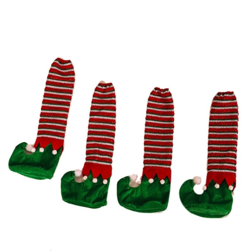 Christmas Cute Elf Table Leg Covers Chair Foot Covers Enhances the Holiday Spirit In Your Living Space