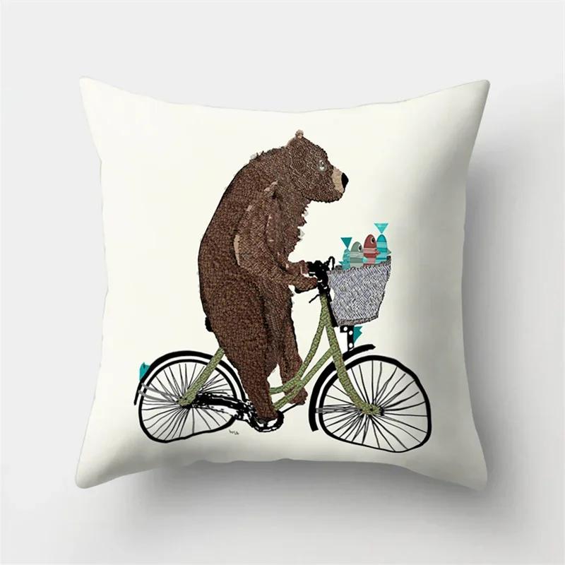 Cute Animal Dog Deer Bear Cushion Cover Home Living Room Sofa Bedroom Decoration Throw Pillow