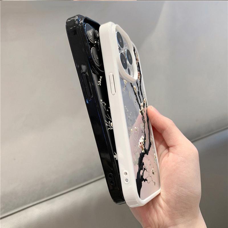 Plum Blossom Artistic Phone Case For IPhone 16 17 15 14 13 11 12 Pro Max 16E Air X XR XS 7 8 Plus TPU Shockproof Cover Funda