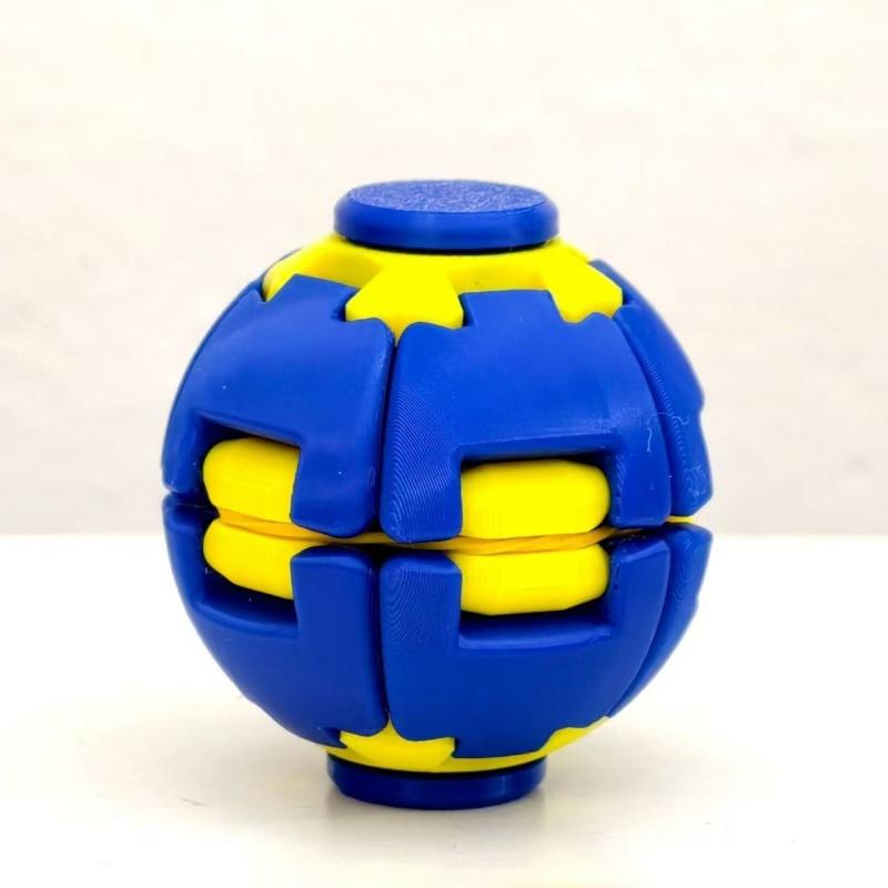 Press To Spin Fidget Spinning Ball Toy, 3D Puzzle Stress Relief Ball, Portable Anti-Anxiety Sensory Fidget Toy Small Gifts