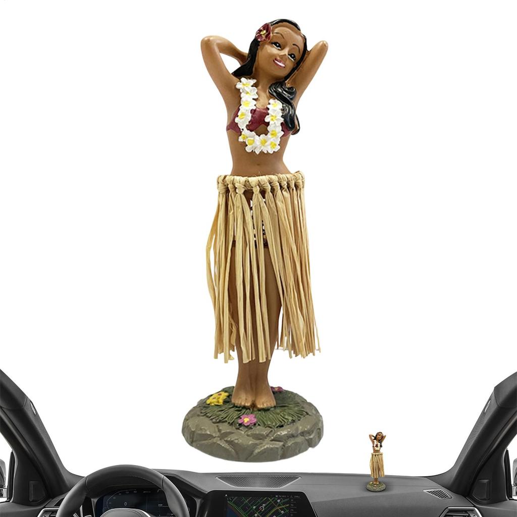 Hawaiian Dashboard Doll Dancing Girl Ornament Mini Hawaiian Grassdress Dance Girl Decoration Car Dashboard Doll Ornament