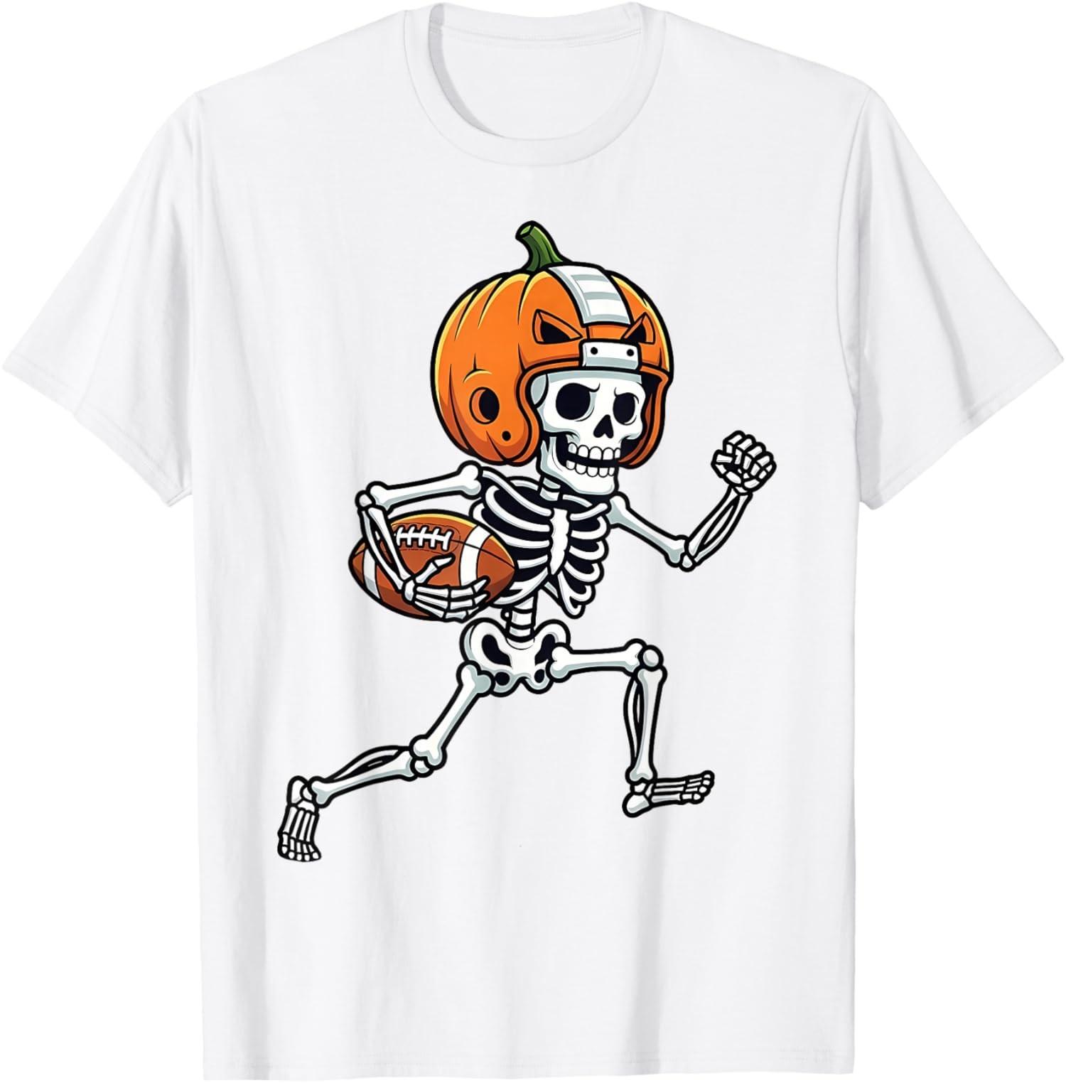 Skeleton American Football Player Spooky Sports Unisex T-Shirt S разноцветный