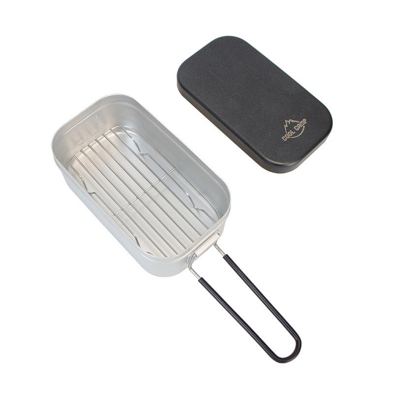 

Портативный уличный портативный мини-складной ланч-бокс из алюминиевого сплава, старый ящик для бенто, кастрюля для приготовления пищи, пароварка, посуда для кемпинга