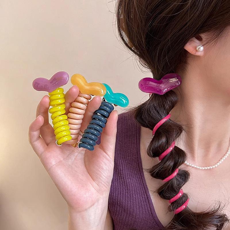 Modische Zopf-Gummibänder Herz-Haarseil Telefonkabel-Haargummis Scrunchies Haarbänder Mädchen-Accessoires