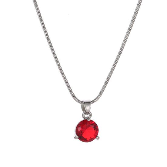 Women Round Cubic Zirconia Pendant Chain Necklace Hoop Earrings Jewelry Set