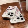 For iPhone 15 Pro Max 14 13 Pro 12 11 Phone Cover Beautiful Floral Pattern Clear Shockproof Slim PC Hard Case