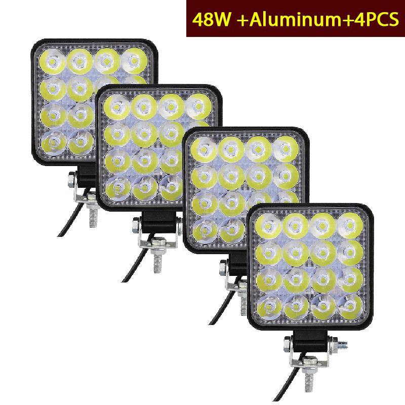 48w/126w Truck Off-road Suv Car Headlights Night Driving Lights Fog Lights 12v/9-30v Led Work Lights Square Spotlights/floodligh