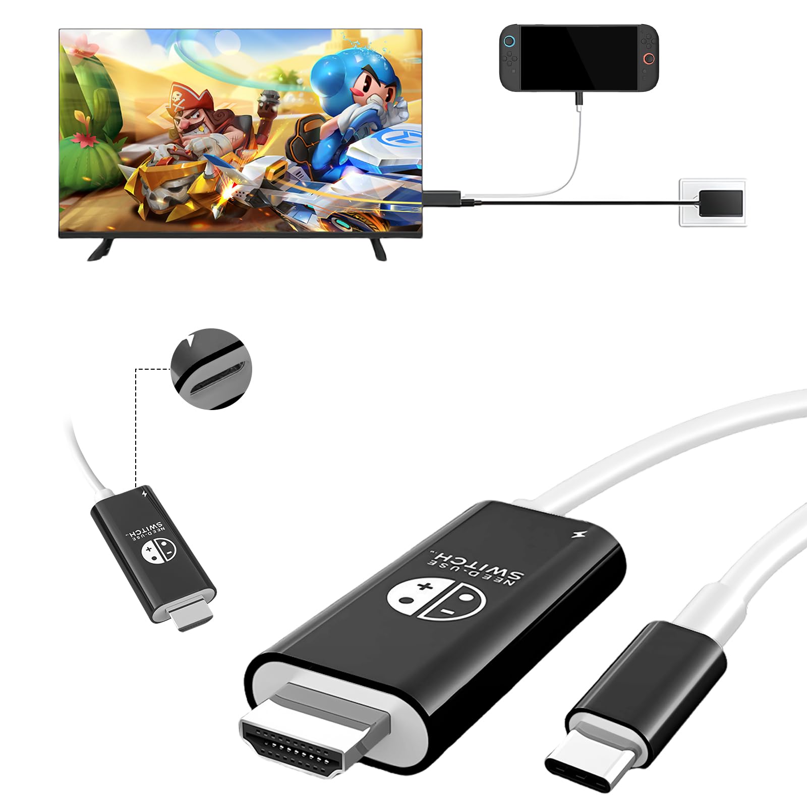 

Новая док-станция Switch 2 для Switch TV HDMI 4K 1080 HDMI PD100W Док-станция, совместимая со Switch и планшетами, и [Совместимая с несколькими устройствами] 2, Выход, &