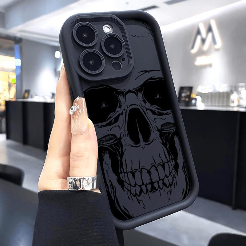 Minimalist Black Skull Pattern Silicone Soft Phone Case For iPhone 17 16 15 Pro Max 14 13 12 11 Pro 17 Air 16E XS X XR Cover