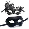 2pcs Black Lace Masquerade Masks For Couple Venetian Cosplay Costume Halloween Carnival Prom Wedding Party Half Face Masks Prop