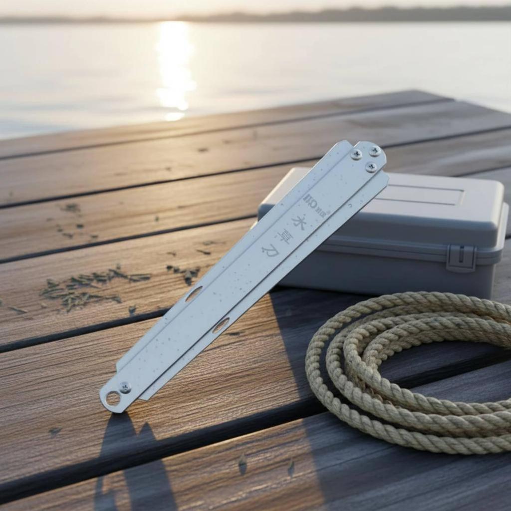 Folding Water Grass Knife Foldable Design Aquatic Plant Anchor Thick Nylon Rope Stainless