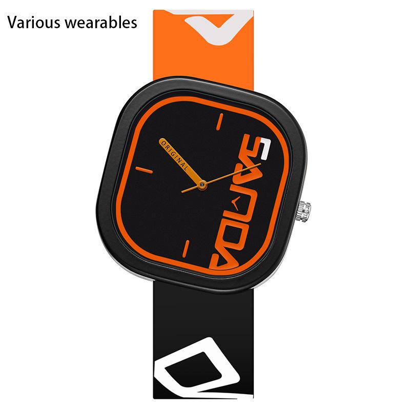New Silicone Strap Irregular Square Watch for Boys and Girls  Trendy  Cool  Simple and Personalized Children's Watch