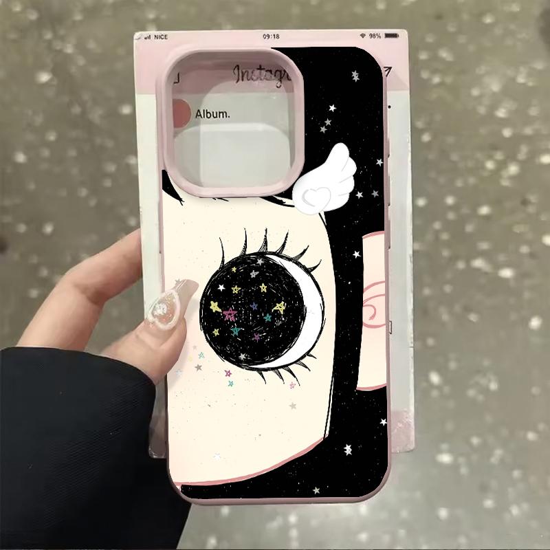 Cartoon Anime Shinning Eyes Cute Phone Case for IPhone 17 16 15 14 13 Pro Max Y2k Girl Glittering Big Eyes Back Phone Cover Capa