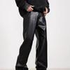 Men's Retro American-Style Leather Straight-Leg Pants - Casual, Loose, Trendy PUNK Fashion