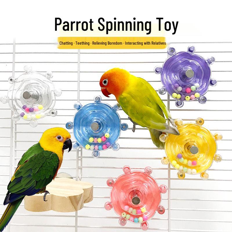 Parrot Spinner Toy: Decompression Flying Saucer for Cockatiels and Birds - Boredom Relief Wheel
