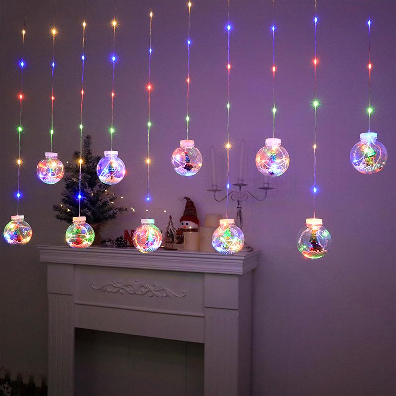 LED Christmas Wish Ball Curtain Lights - Snowman & Tree Festival Decor