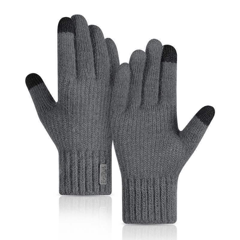 Herren Strickhandschuhe Winter Winddicht Reiten Touchscreen Handschuhe Kamel Fleece Warm Studentenhandschuhe