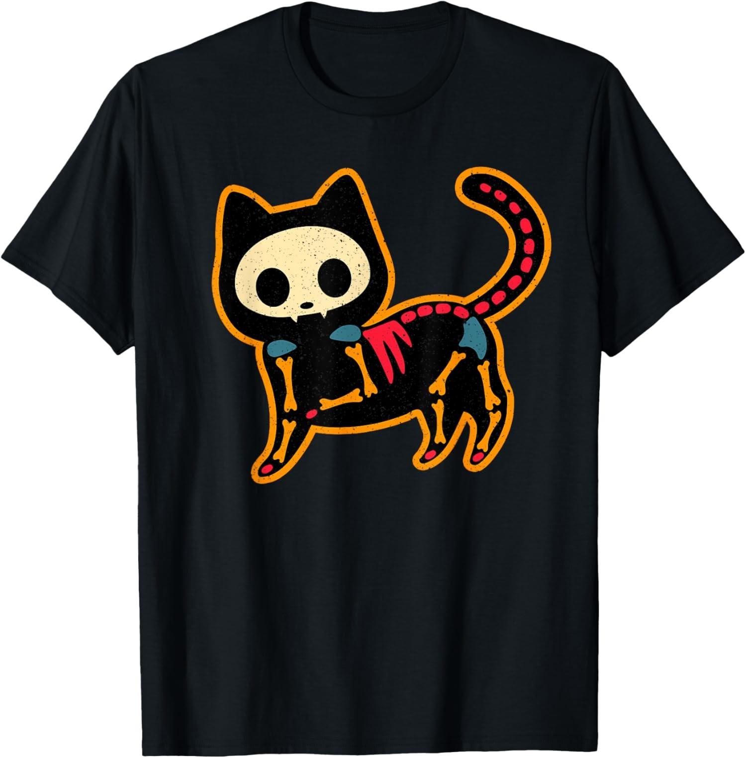 Traditional Day Of The Dead Mexico Sugar Skull Cat T-Shirt S разноцветный