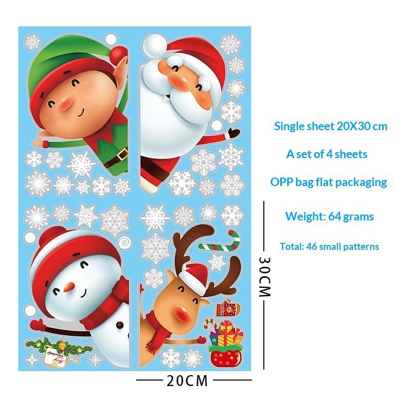 Christmas Window Static Stickers 2/4 Sheet Easy Peel Removable Santa Reindeer Snowflake Decals for Winter Holiday Party Decor