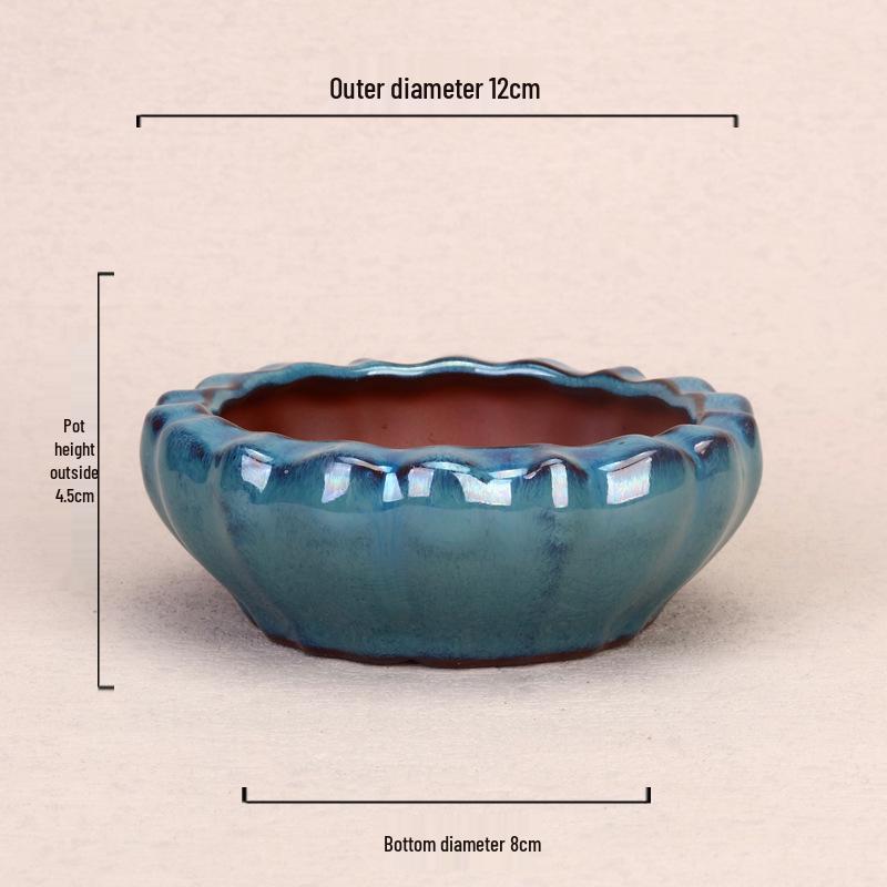 Purple Clay Glazed Succulent Flower Pot for Office Desktop