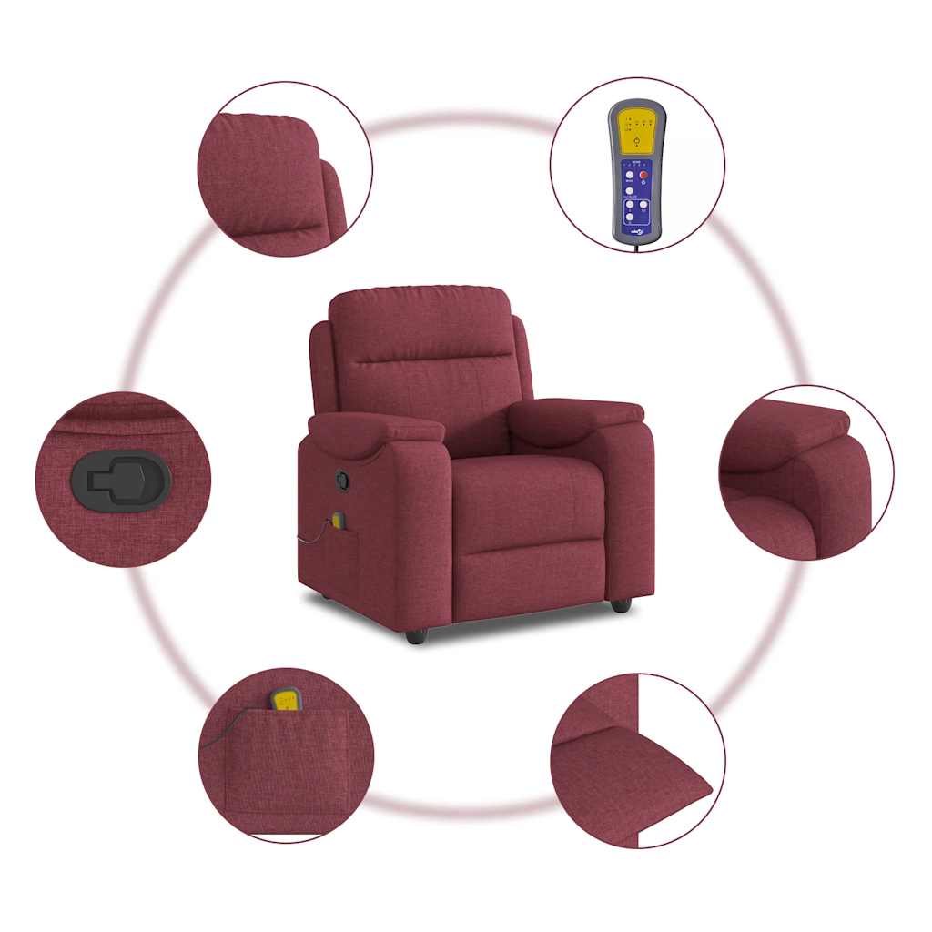Massage Chair Burgundy Fabric
