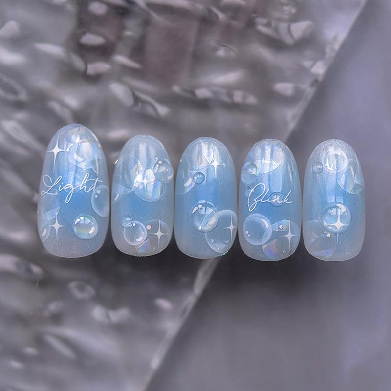 Dream Summer Shell Light Bubble Nail Sticker Love Mangxing Versatile Relief Thin And Tough Nail Back Adhesive