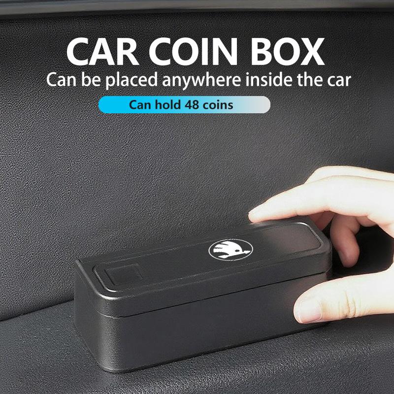 Black Car Coin Organizer Case Money Storage Box Coin Container Wallet Organizer Holder For Skoda Octavia A5 A4 Mk1 2 Fabia