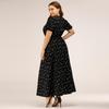 Women Plus Size Summer Dress Long A Line High Waist Square Collar Bubble Sleeves Dot Print XL 4XL