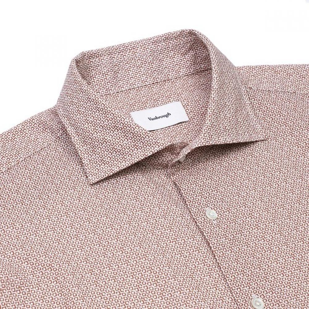 Vanbrough Luxurious Linen Blend Square Print Classic Shirt Bossg1071 Bw