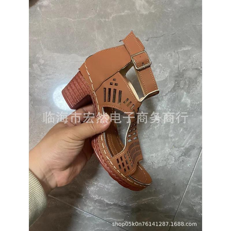 New Thick Heel High Heels Hollow Fish Mouth Sandals Women's Wholesale