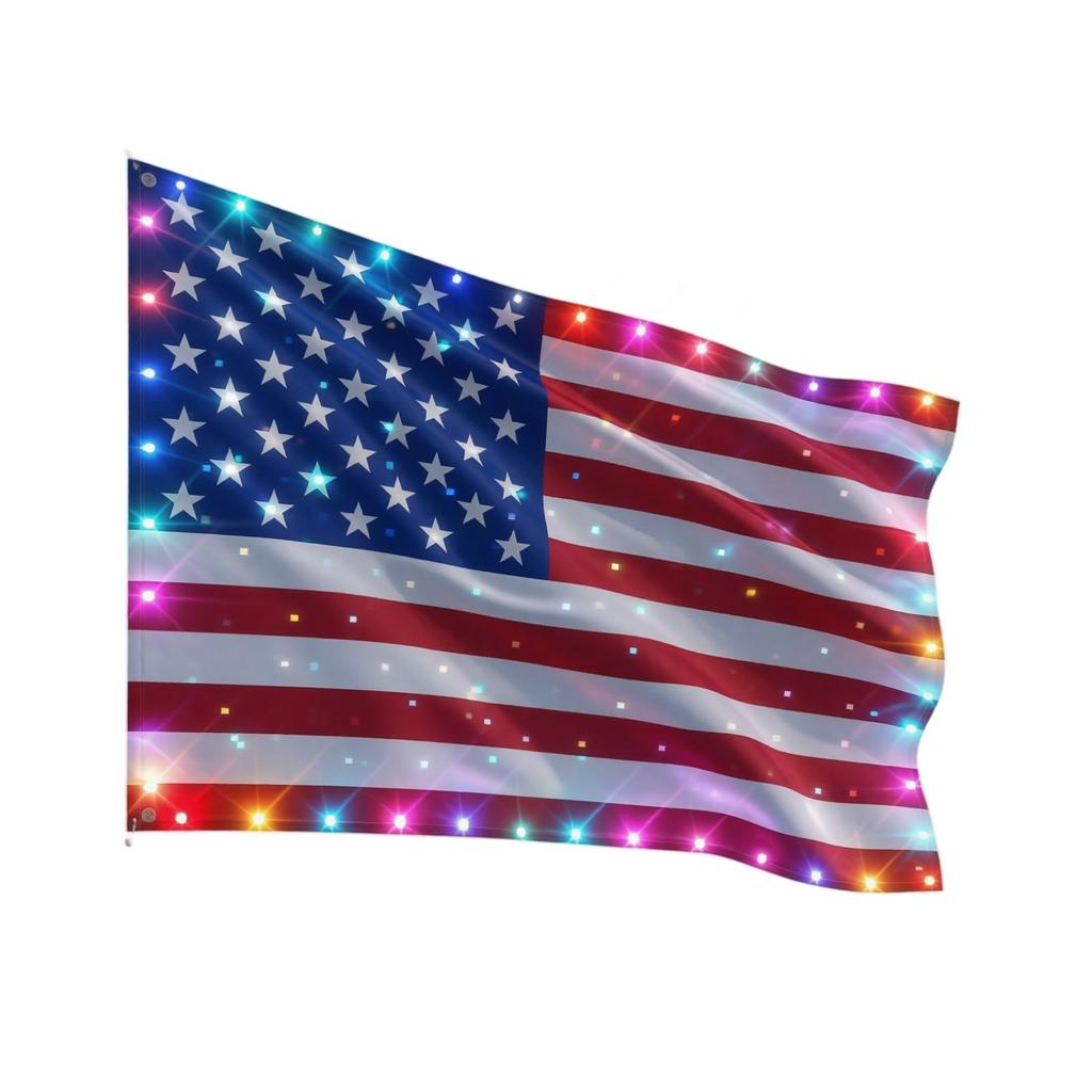 Patriotische LED-beleuchtete Flagge für den Innen- und Außenbereich Strapazierfähiges Gewebe mit integrierten LED-Lichtern zur Dekoration und Feier