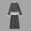 Internet Celebrity Patchwork Shirt Collar Sweatshirt & Midi Skirt Set for Women - Autumn Casual Two-Piece Ensemble