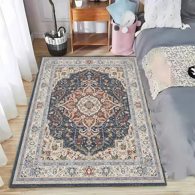 Retro Persian Area Rug Vintage Oriental Print Non-Slip Washable Floormat Carpet for Living Bedroom Kids Playroom Luxury Boho