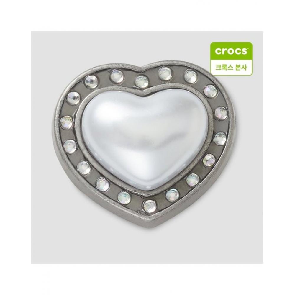 

Crocs Серебряный жемчужный сердечный шарм Gibbits 10013760 onefree