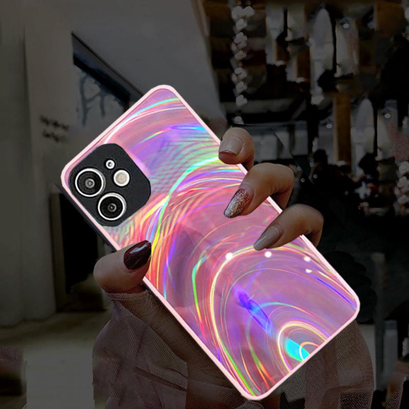 Bling Rainbow Mirror Laser Phone Case For iPhone 13 Pro Max 13Pro 13ProMax Glitter TPU Back Cover Fundas